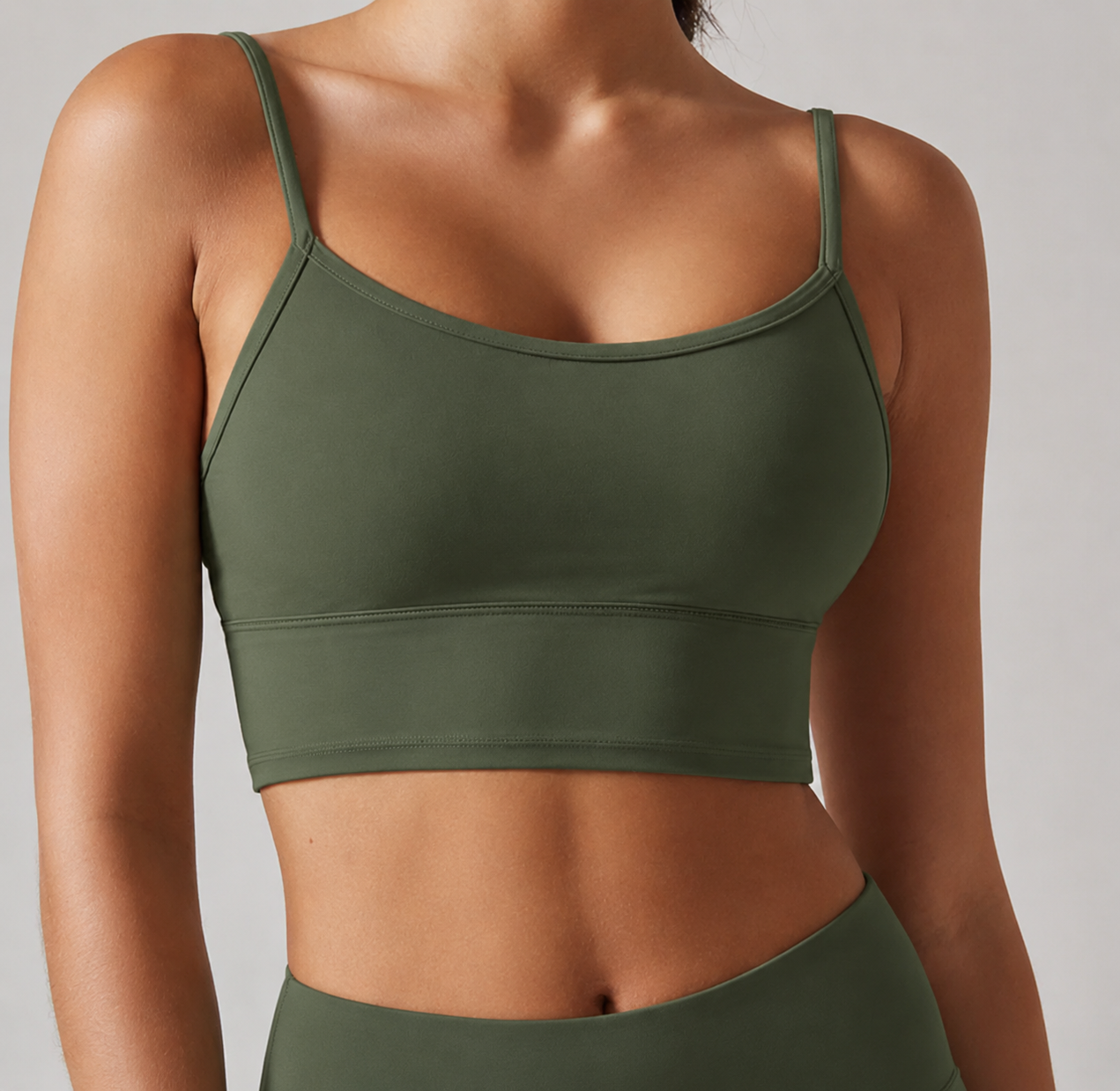 Top Alcinha com Bojo Verde Militar -  com Ajuste, Elegância e Conforto